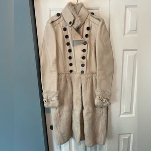 Burberry Cream Coat Leather and Fur